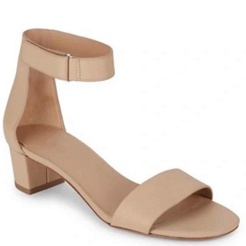 Vince Rita Leather City Sandals 1.5" Block Heel Nude Size 7 NIB